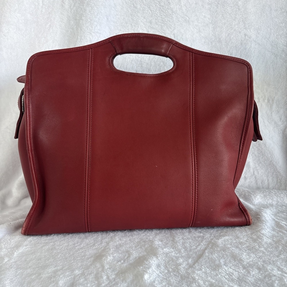 Vintage COACH Zip Top Shopper   Red Leather Bag 9995 USA - Picture 4 of 16
